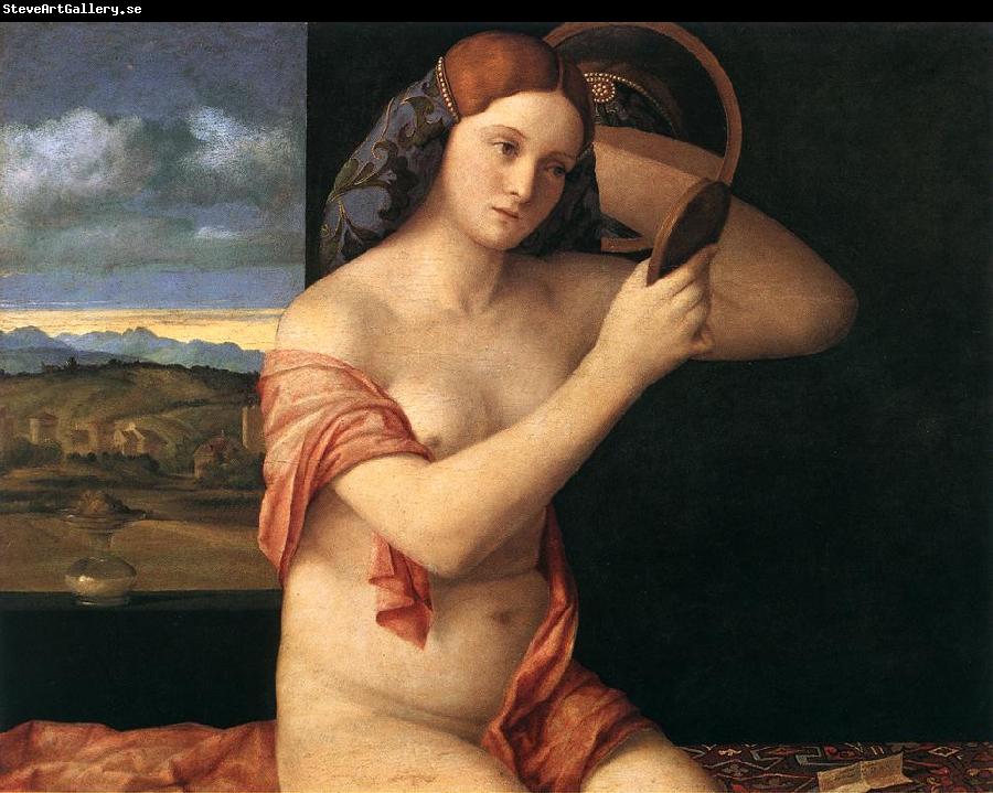 BELLINI, Giovanni Naked Young Woman in Front of the Mirror  dtdhg